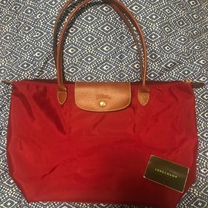 Longchamp Le Pliage Large Nylon Deep Red Tote